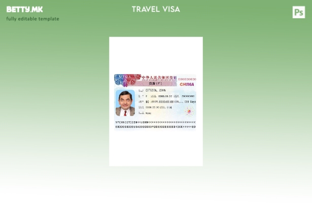 Шаблон за сегашна верзија за виза за Кина во модерен стил